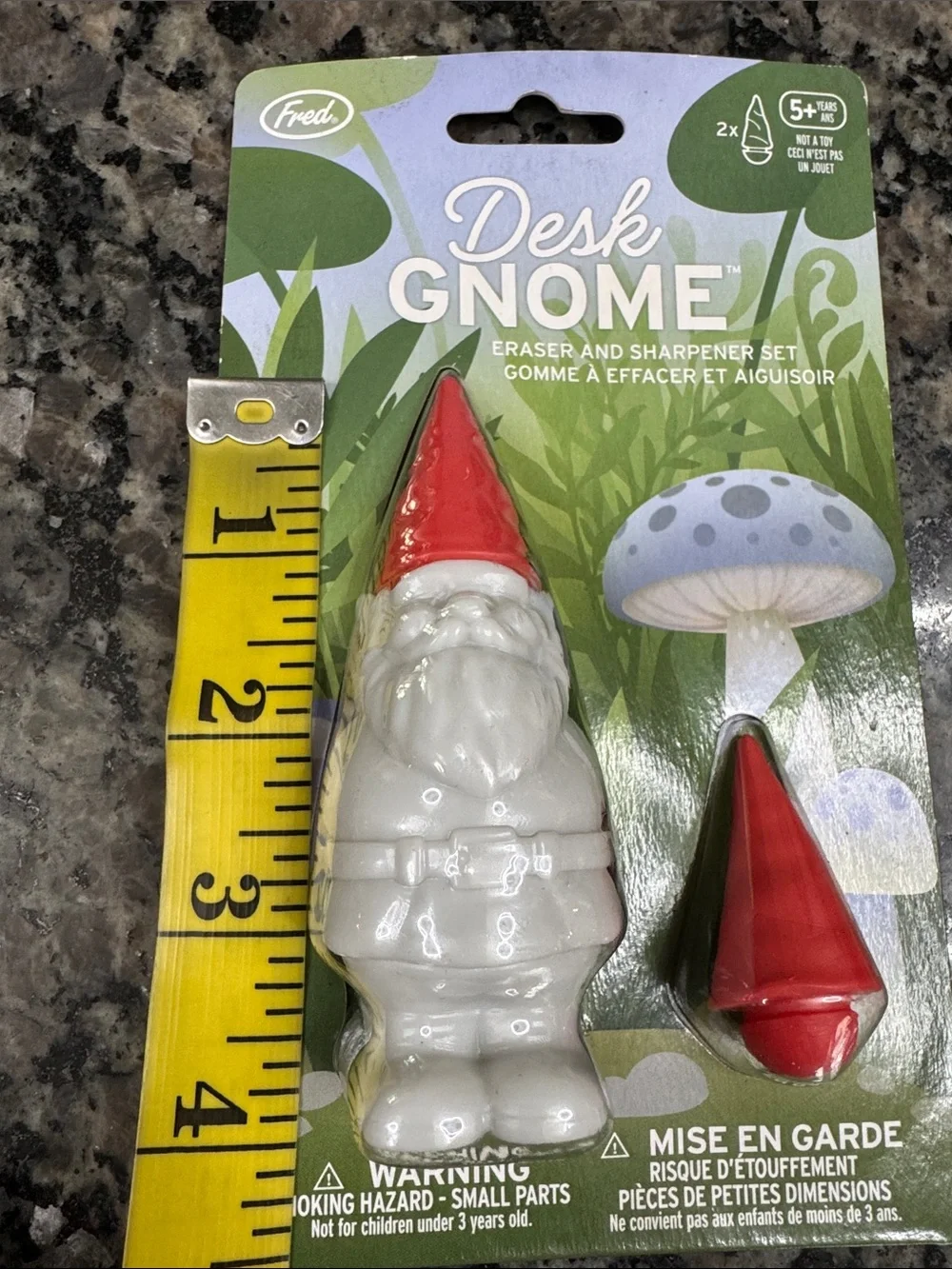 Fred Red-Hatted White Desk Gnome Eraser & Sharpener Set NEW